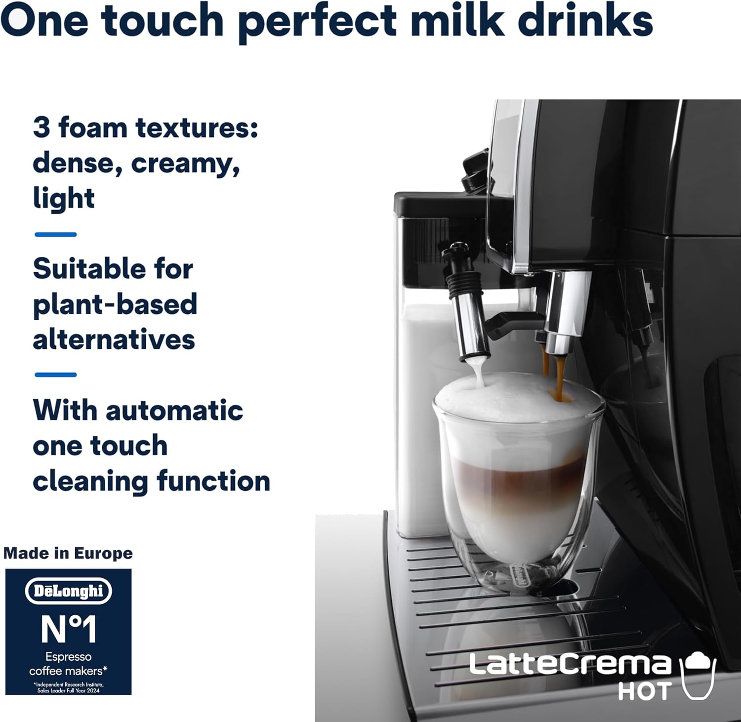 De'Longhi Coffee Machine DINAMICA PLUS Fully Automatic Espresso Machine with 30+ Hot & 5