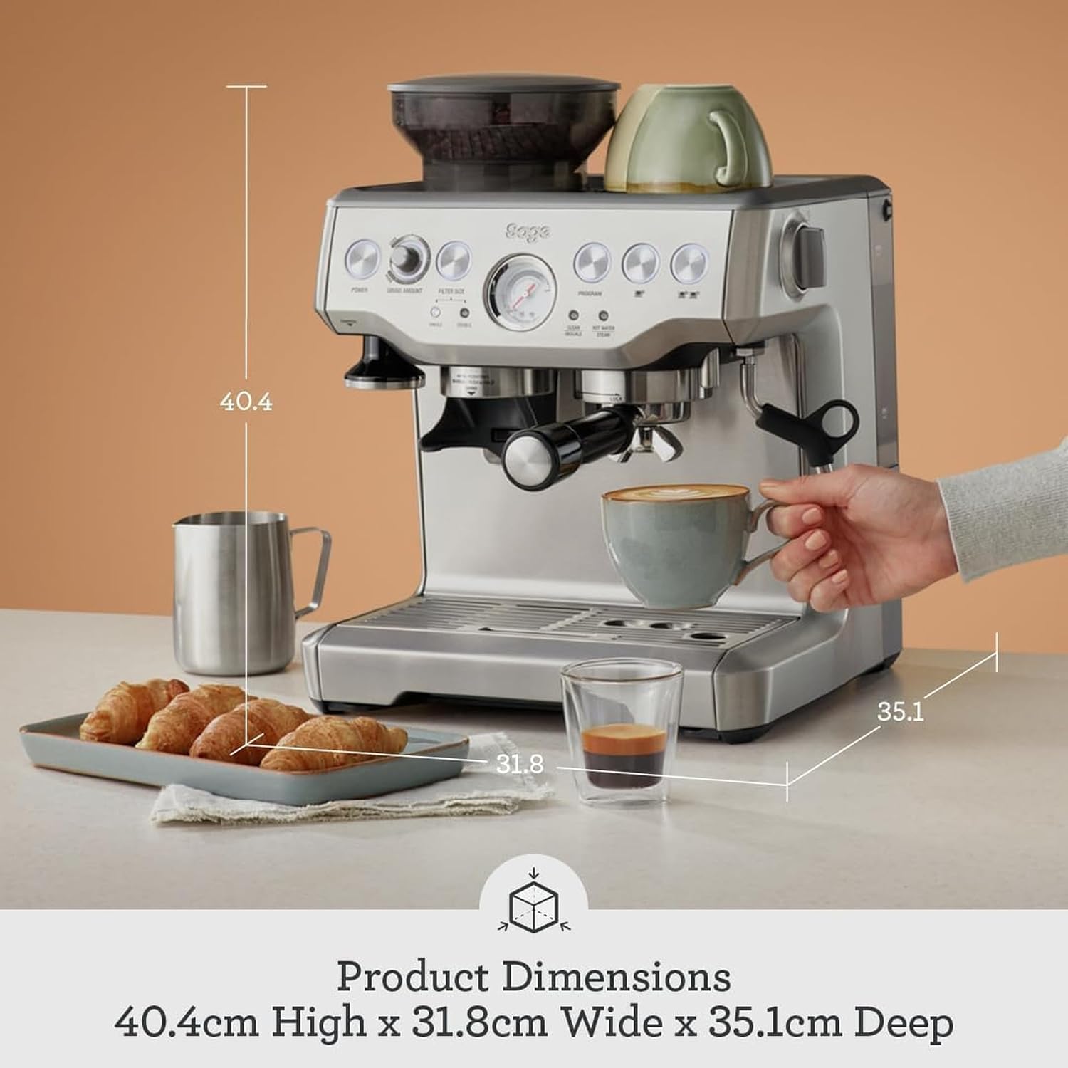 Sage - The Barista Express - Bean to Cup Coffee Machine with Grinder and Milk Frother 3